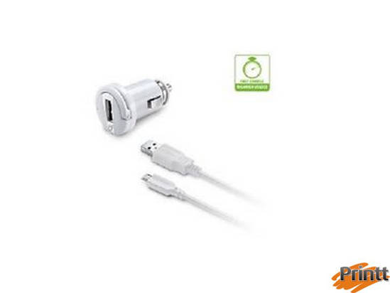 Immagine di kit Caricabatteria auto 2A microusb bianco