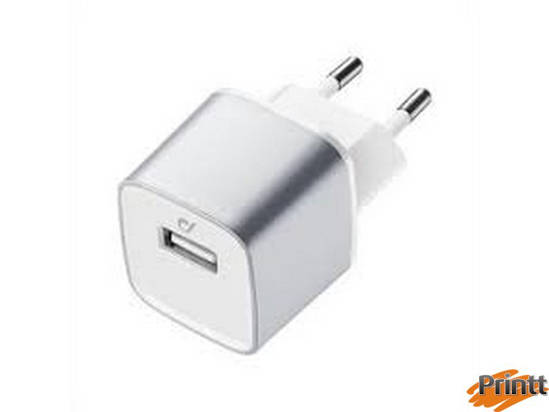 Immagine di Caricabatteria rete iphone usb argento Cellularline