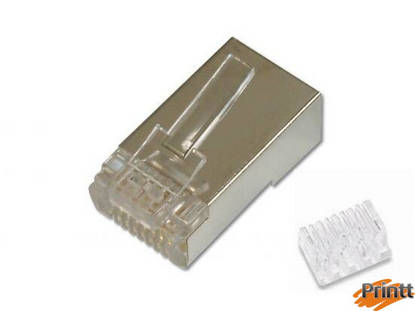 Immagine di CONNETTORE PLUG 8 POLI SCHERMATO CAT. 6 RJ45 CON INSERITORE PER CAVO RETE FLESSIBILE