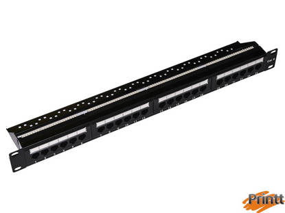 Immagine di PANNELLO PATCH 19" NON SCHERMATO UTP 24 PORTE 8 POLI RJ45 PER RETI CATEGORIA 6 NERO