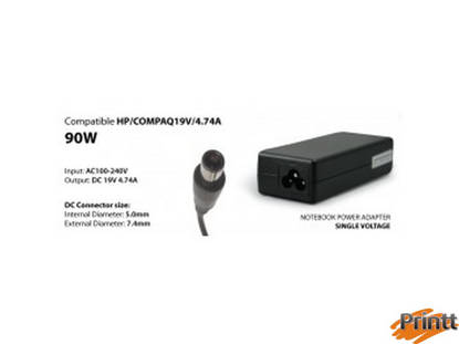 Immagine di ALIMENTATORE COMPATIBILE PER NOTEBOOK HP 90W 19V/4,7A CONNETTORE 5/7,4mm