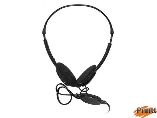 Immagine di CUFFIA CON MICROFONO ORIENTABILE, CONNETTORE 1 X 3,5 MM E CONTROLLO VOLUME